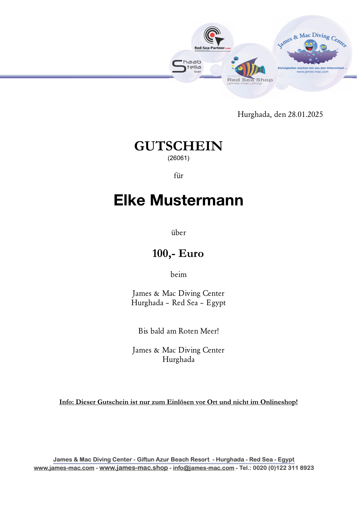 Geschenkgutschein als PDF Geschenkgutschein als PDF